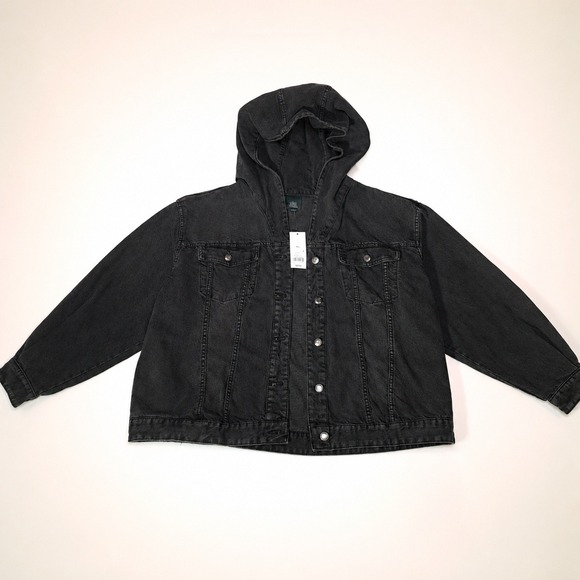 wild fable Jackets & Blazers - Wild Fable XXL Black Hooded Denim Jacket NWT